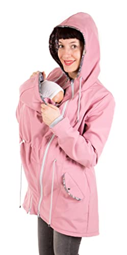 Viva la Mama – 4in1 Tragejacke PINA für Schwangerschaft & Babytragen (vorn & hinten) – Umstandsjacke Softshell Allwetter – rosa - XS von Viva la Mama