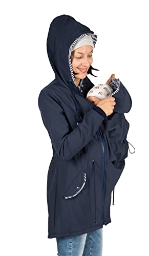 Viva la Mama - 4in1 Trageparka zum Vorn - und Rückentragen, Umstandsjacke - PINA - marineblau - L von Viva la Mama