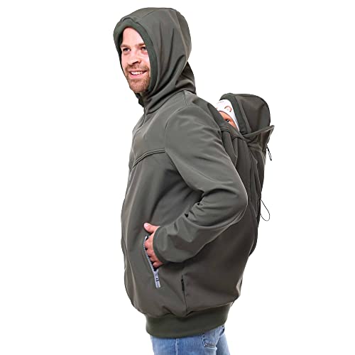 Viva la Mama - Baby Tragejacke für Männer aus Softshell - EXPLORER Plus - oliv - XL von Viva la Mama