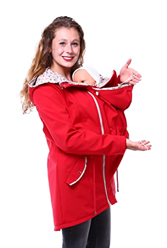 Viva la Mama – 4in1 Tragejacke PINA für Schwangerschaft & Babytragen (vorn & hinten) – Umstandsjacke Softshell Allwetter – rot - S von Viva la Mama