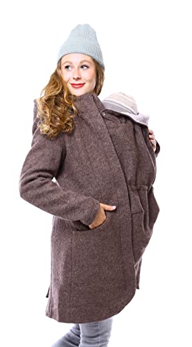 Viva la Mama - Babytragejacke aus Wolle Umstandsmantel Wollwalk - REYKJAVIK - braun - S von Viva la Mama