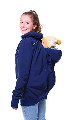 Viva la Mama Jacke für Baby Hintentragen Rückentrage Vorn und Hinten 4in1 Jacke Softshell Trageposition Rücken Einsatz - AVENTURIS marineblau - L von Viva la Mama