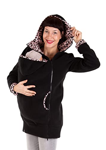 Viva la Mama - Jacke zum Babytragen Kängurujacke Fleecejacke - AHOI - schwarz - Leo - XS von Viva la Mama