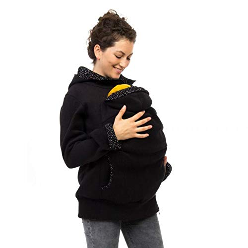 Viva la Mama Schwangerschaftsmode Umstandsjacke Tragepullover warm Jacke für Tragetuch Tragepulli - AHOI schwarz, kleine Punkte - L von Viva la Mama