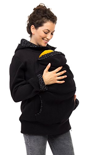 Viva la Mama Schwangerschaftsmode Umstandsjacke Tragepullover warm Jacke für Tragetuch Tragepulli - AHOI schwarz, kleine Punkte - L von Viva la Mama