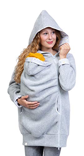 Viva la Mama - Tragehoodie Fleece Babytragejacke Winter warm Jacke mit Einsatz AHOI hellgrau - S von Viva la Mama