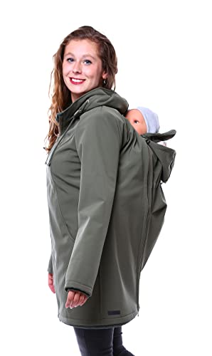 Viva la Mama - Tragejacke für Rückentragen Softshellmantel für Schwangerschaft und Babytragen - MELLORY Plus - oliv - XL von Viva la Mama