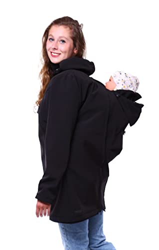Viva la Mama - Tragejacke für Rückentragen Softshellmantel für Schwangerschaft und Babytragen - MELLORY Plus - schwarz - M von Viva la Mama