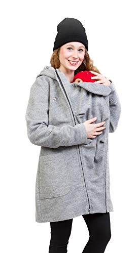 Viva la Mama - Tragejacke hinten und vorn tragen Rückentragen Jacke mit Einsatz Baby - VALENTIN PLUS hellgrau - L von Viva la Mama