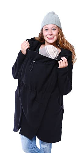 Viva la Mama - Tragemantel aus Wollwalk zum Vorn- und Rückentragen Umstandsmantel Wolle - REYKJAVIK - schwarz - S von Viva la Mama