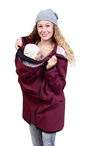 Viva la Mama - Umstandsjacke Babytragejacke Softshell Herbst Winter warm wasserdicht - MELLORY - bordeaux - S von Viva la Mama