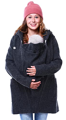 Viva la Mama - Umstandsjacke Winter Jacke mit Babytrageeinsatz warm Kängurujacke Babytragen - VALENTIN - anthrazit - S von Viva la Mama