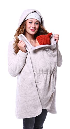 Viva la Mama - Wintermantel aus Wolle zum Babytragen Vorn und Hinten Umstandsmantel - REYKJAVIK - ecru - S von Viva la Mama