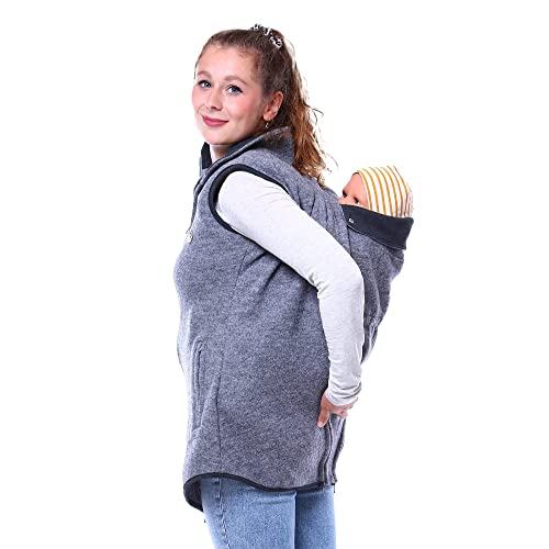 Viva la Mama - Wollweste Trageweste aus Wolle zum Babytragen Umstandsweste - PEVE - grau - XL von Viva la Mama