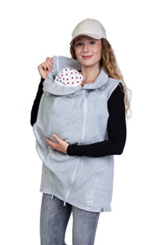 Viva la Mama - zusätzliche Weste für das Babytragen im Winter Trageweste Fleece Umstandsweste RERIK hellgrau - L von Viva la Mama