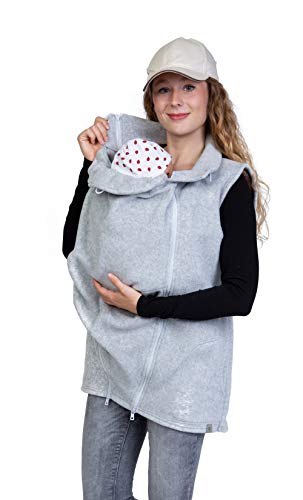 Viva la Mama - zusätzliche Weste für das Babytragen im Winter Trageweste Fleece Umstandsweste RERIK hellgrau - M von Viva la Mama
