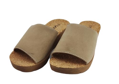 Viva Damen Clogs Pantoletten mit Keilabsatz: Größe: 39 | Farbe: Beige von Viva shoes
