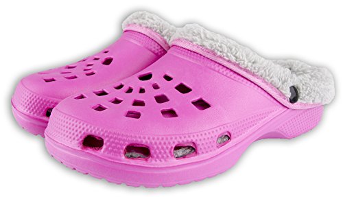 Viva Clogs mit Fütterung Unisex Gr.36-45 - herausnehmbare Fütterung - Hausschuhe Gartenschuhe Schuhe (37, Pink-Grau) von Viva