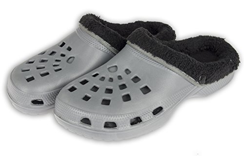 Viva Clogs mit Fütterung Unisex Gr.36-45 - herausnehmbare Fütterung - Hausschuhe Gartenschuhe Schuhe (40, Grau-Schwarz) von Lupsty