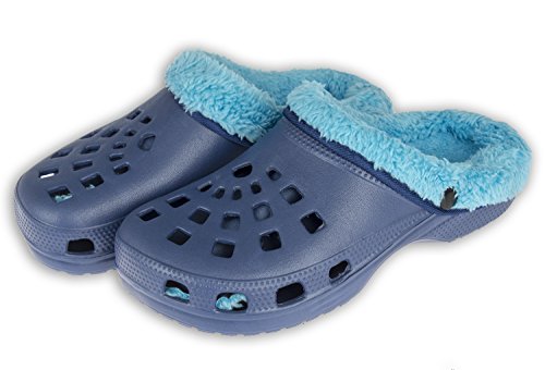 Viva Clogs mit Fütterung Unisex Gr.36-45 - herausnehmbare Fütterung - Hausschuhe Gartenschuhe Schuhe (41 EU, Blau-Hellblau) von Viva