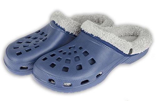 Viva Clogs mit Fütterung Unisex Gr.36-45 - herausnehmbare Fütterung - Hausschuhe Gartenschuhe Schuhe (45, Blau-Grau) von VIVA