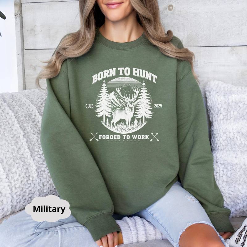 „Geboren Zum Jagen"-Sweatshirt, Pullover Für Den Jagdverein, Hemd Hirschjäger, Rundhalspullover Im Rustikalen Outdoor-stil, Geschenk Jäger von VivaLeya