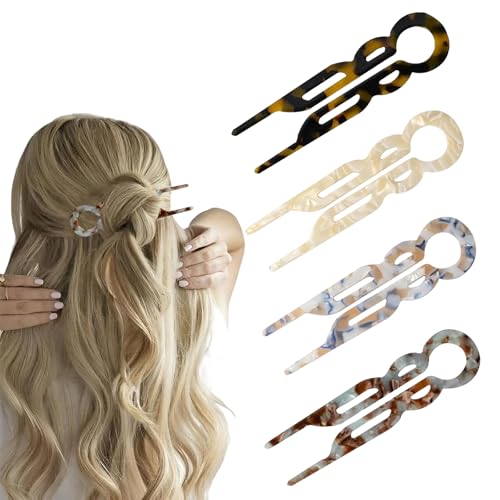 Französische Haarnadeln aus Acetat, mehrfarbig, für Damenhaar, elegantes Prestige-Haarnadel-Set mit starkem Halt für Dutt und Hochsteckfrisuren, Haarnadel im Fiona-Franchimon-Stil, 4 Stück Französische Haarnadeln aus Acetat, mehrfarbig, für Damenhaar, elegantes Prestige-Haarnadel-Set mit starkem Halt für Dutt und Hochsteckfrisuren, Haarnadel im Fiona-Franchimon-Stil, 4 Stück von VivaSmile