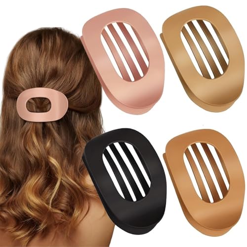VivaSmile 4 Stück flache Haarklammern für Damen, starker Halt Frauen-Haarspangen Damen, matte große haarklammer für dünnes und dickes Haar, gebogenes Design für Liegen und Fahren (Dark) von VivaSmile