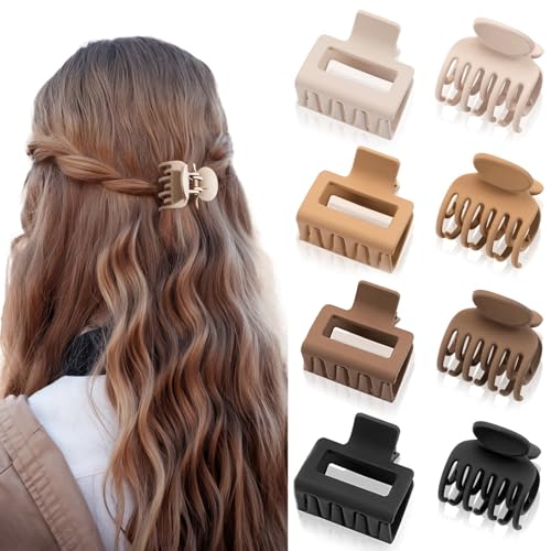 VivaSmile 8 Stück Haarklammer klein, 4 cm Haarspangen Damen - starke Halte Haarklammern, Haarspange in neutralen Farben für dünnes, dickes und lockiges Haar (Braun) von VivaSmile