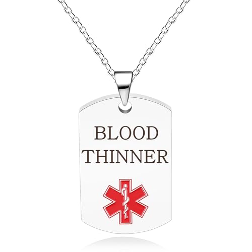 Vivaday Blutverdünner Halsketten | Roter medizinischer Symbol-Anhänger für Erwachsene | Edelstahl-Medizinischer ID-Tag Gravierte Medizinische Alarm-Schmuck | Stern des Lebens Erste-Hilfe-Halskette Vivaday Blutverdünner Halsketten | Roter medizinischer Symbol-Anhänger für Erwachsene | Edelstahl-Medizinischer ID-Tag Gravierte Medizinische Alarm-Schmuck | Stern des Lebens Erste-Hilfe-Halskette von Vivaday