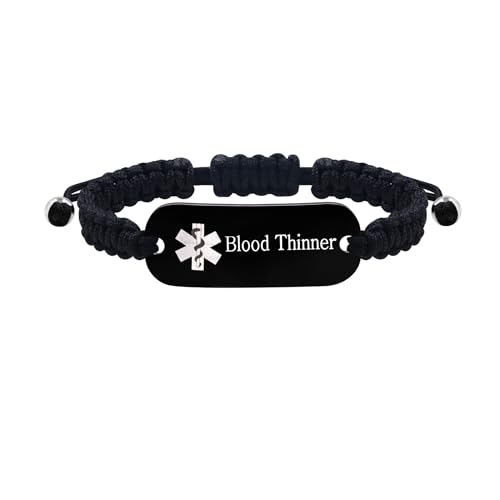 Vivaday Elegantes Freundschaftsseil Medizinisches ID Armband | Custom Graviertes Medizinisches Alarm Allergiefreies Tag | Weiche Passform Armband für den Alltag | Sport & Reise Armbänder YS5833 von Vivaday