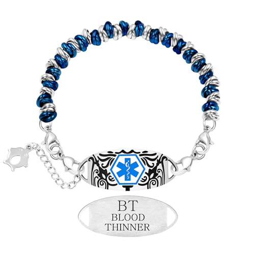 Vivaday Funky Circle Link Medizinisches ID-Armband | Individuell graviertes ID-Tag | Edelstahlschmuck für Damen | Weiche, allergiesichere Reisearmbänder | Täglicher Gebrauch YA5541 von Vivaday