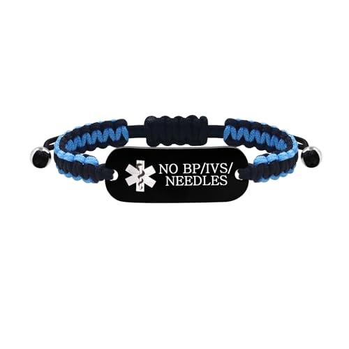 Vivaday Handgewebtes Sicherheitsmedizinisches Armband | Hypoallergenes Medizinisches ID Einstellbares Notfall Info Armband | Custom Graviertes Charme Armbänder YS5833 von Vivaday