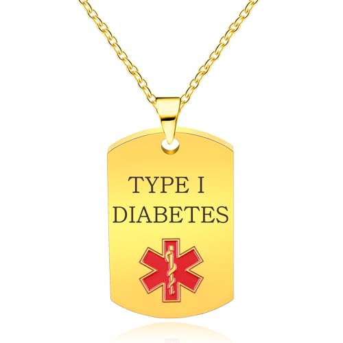 Vivaday Hereditäres Angioödem Medizinischer Alarm-Schmuck | Gold beschichtete Notfall-ID-Halskette | Roter medizinischer Symbol-Anhänger zur Unterstützung von hereditärem Angioödem von Vivaday