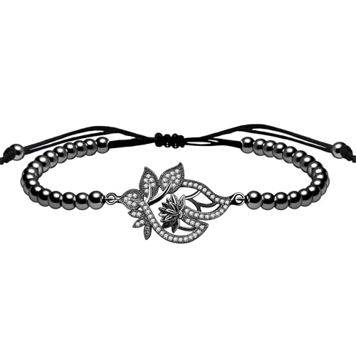 Vivaday Lotusblüten-Accessoire-Armband | Minimalistische perlenverstellbare Strangarmbänder | Zartes Liebesemblem und erhebender Schmuck | Symbol Stärke und spirituelles Wachstum YA4801 von Vivaday