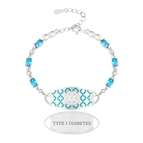 Vivaday Medical ID Zartes CZ-Armband | Individuelles medizinisches Info-Tag-Notfall-ID-Armband | Trendiger Link, gravierter Schmuck für Frauen | Anti-Verlust-Design zum Bergsteigen YA5751 von Vivaday