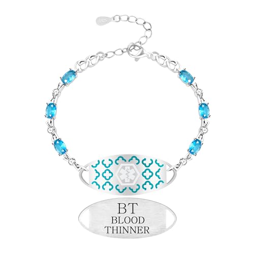 Vivaday Medical ID Zirkonia-Armband | Individuell gravierter Notfallschmuck | Verstellbares hypoallergenes Design für Frauen YA5751 von Vivaday