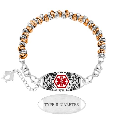 Vivaday Medizinisches Alarmarmband für Damen | Notfall-ID-Armband mit eingraviertem medizinischen Symbol | Künstlerisches Metallschlaufen-Design YA5541 von Vivaday