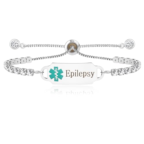 Vivaday Medizinisches ID-Armband mit verstellbarer Gravur | Wasserdichtes und langlebiges Design | Elegante Zirkonia-Armbänder zum Bergsteigen für Frauen YA4662 von Vivaday