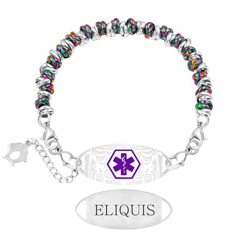 Vivaday Medizinisches Notfallarmband | Kreatives Kettenring-Design | Personalisierter Notfall-ID-Schmuck | Hautfreundlicher Edelstahl | Alltagskleidung für Frauen YA5541 von Vivaday