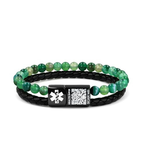 Vivaday Notfall-QR-Armband | Geflochtene Lederperlenarmbänder | Graviertes First-Responder-ID-Band | Antiallergischer Charm-Schmuck | Aktive Lifestyle-Kleidung für Männer YA5553 Vivaday Notfall-QR-Armband | Geflochtene Lederperlenarmbänder | Graviertes First-Responder-ID-Band | Antiallergischer Charm-Schmuck | Aktive Lifestyle-Kleidung für Männer YA5553 von Vivaday