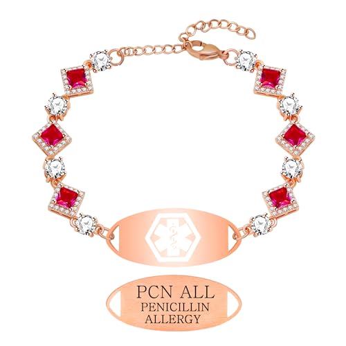Vivaday PENICILLIN ALLERGY Personalisiertes medizinisches ID-Armband für Frauen | Individuell graviertes Notfallarmband | Mode-Alarm-Schmuck | Austauschbare Bettelarmbänder YA5737 von Vivaday