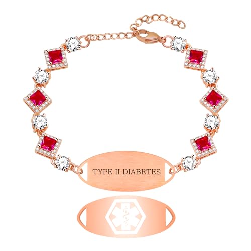 Vivaday TYPE II DIABETES Medizinisches Notfallarmband für Frauen | Graviertes Notfall-ID-Armband | Zierlicher CZ-Akzent | Personalisierter Reiseschmuck | Verstellbares Design YA5737 Vivaday TYPE II DIABETES Medizinisches Notfallarmband für Frauen | Graviertes Notfall-ID-Armband | Zierlicher CZ-Akzent | Personalisierter Reiseschmuck | Verstellbares Design YA5737 von Vivaday