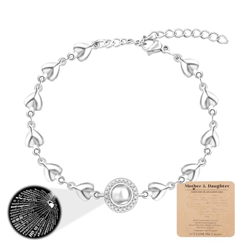 Vivaday bedeutungsvolles Herzkette „I Love You“ personalisiertes Projektionsarmband | elegante runde Charm-Armbänder | Romantisches Bindungssymbol, Hingabe und Zuneigung, Schmuck YA4749 von Vivaday