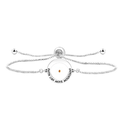 Vivaday inspirierendes Samen-Armband mit rundem Anhänger | Glaube kann Berge versetzen | Verstellbares Gliederarmband mit quadratischer Kette und religiösem Motivationszitat YA4586 von Vivaday