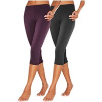 Große Größen: Doppelpack Capri-Leggings, beere+schwarz, Gr.40/42-56/58 von Vivance Active