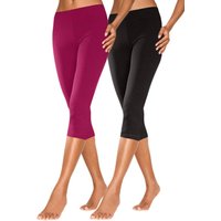 Große Größen: Doppelpack Capri-Leggings, himbeere+schwarz, Gr.40/42-56/58 von Vivance Active