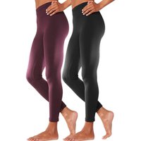 Große Größen: Doppelpack Leggings mit Gummibund, beere+schwarz, Gr.40/42-56/58 von Vivance Active