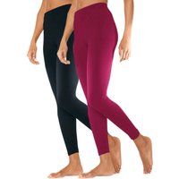 Große Größen: Doppelpack Leggings mit Gummibund, himbeere+schwarz, Gr.40/42-56/58 von Vivance Active