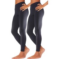 Große Größen: Doppelpack Leggings mit Gummibund, schwarz, Gr.40/42-56/58 von Vivance Active